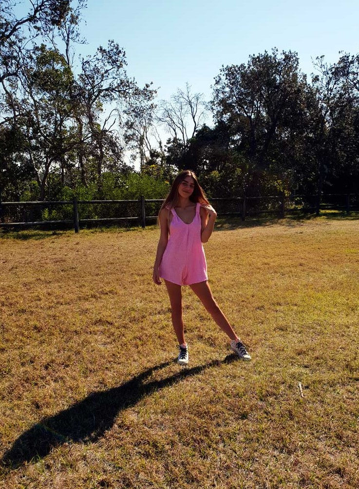 Candy Pink Terry Romper