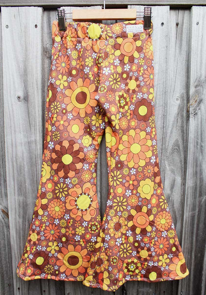  Girl's Hippie Flared Pants Floral Bell Bottom Pants