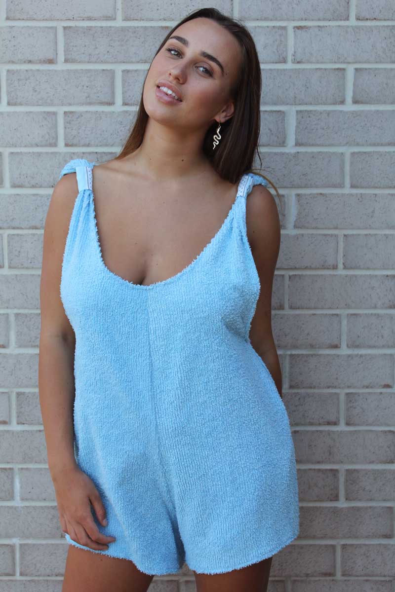 Baby Blue Terry Romper