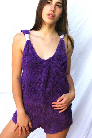 Dark Purple Terry Romper